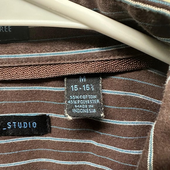 Van Heusen Men's Brown and Blue Button Down Shirt, Medium, 15-15.5, Pre-owned - Picture 6 of 7